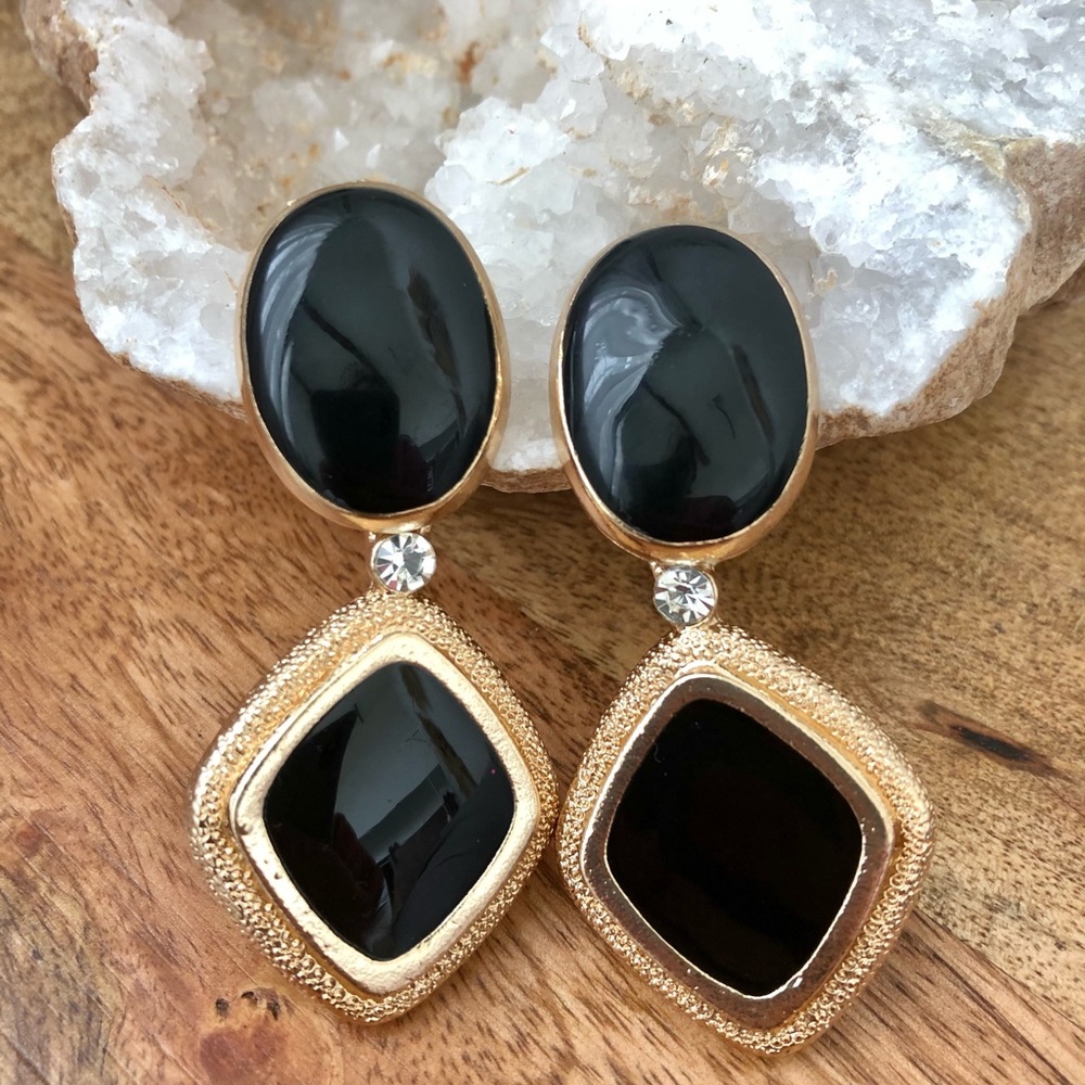 drama Queen | unique black and gold drops earrings